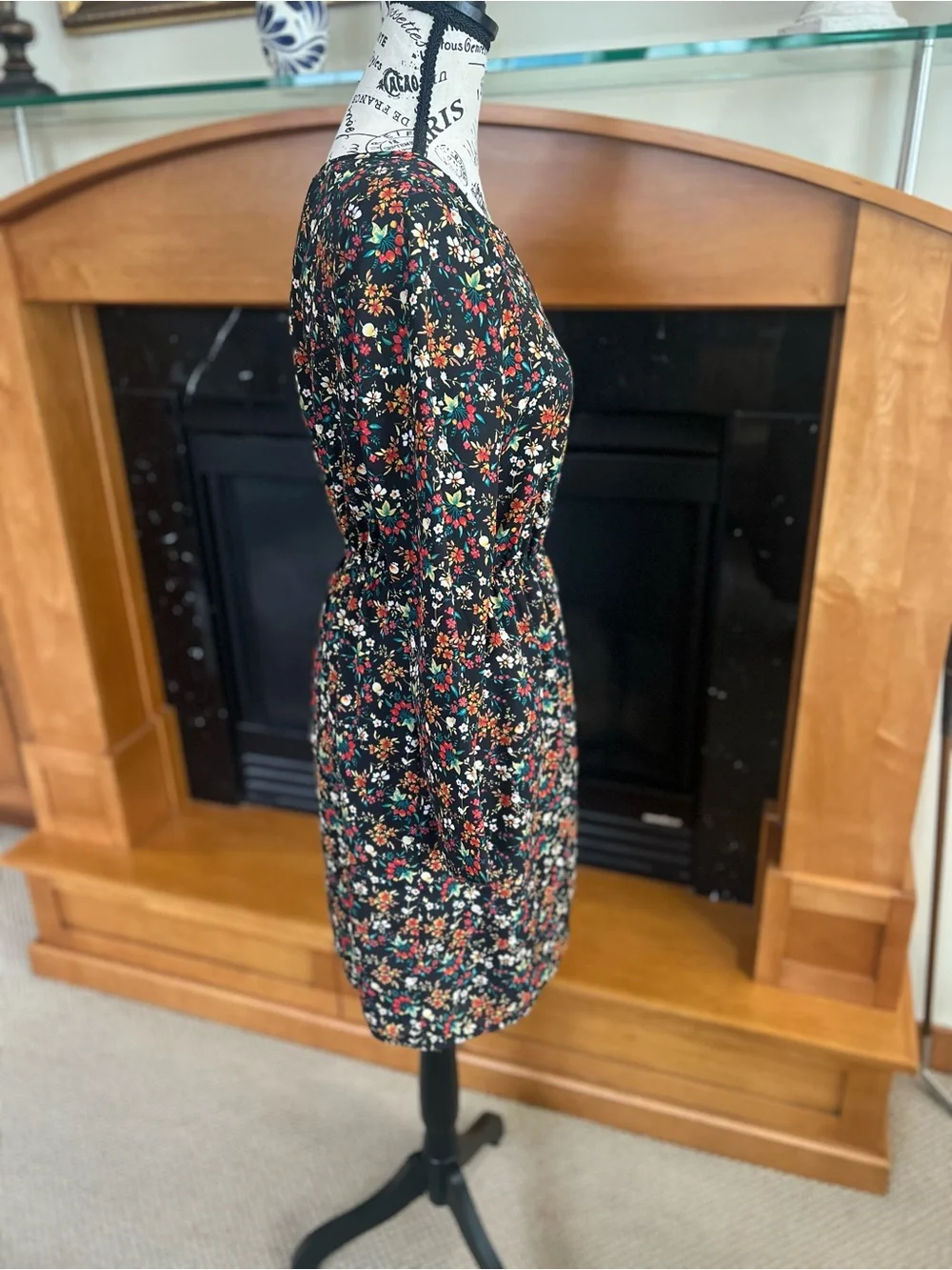J. Crew Mercantile Black Floral Dress